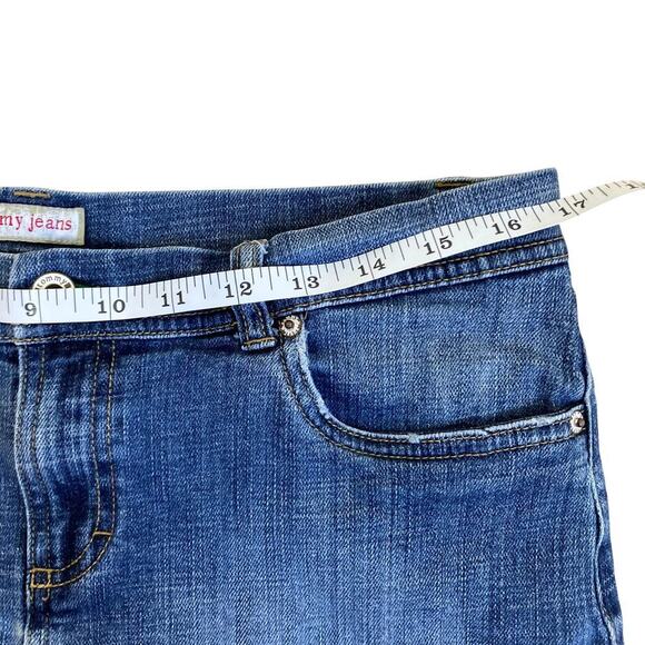 Tommy Hilfiger Vtg Y2K Denim Mini Skirt Floral Printed Stone Washed Coconut girl - Picture 11 of 16